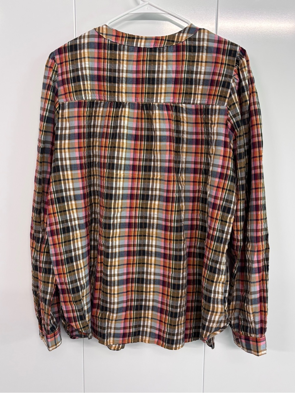 Pilcro Women’s XL Button Down Shirt Multicolor Plaid Long Sleeve Boho Top - Picture 3 of 7